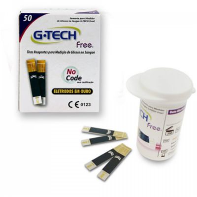 Tiras Reagentes G-Tech Free 1 p/ Teste de Glicemia - 50