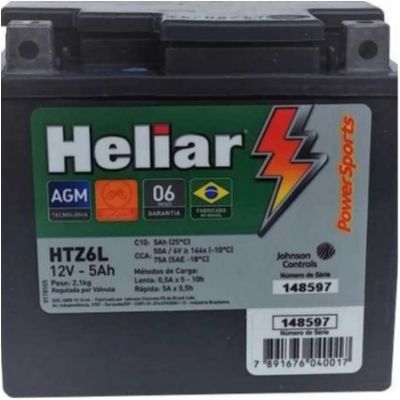 Bateria Heliar Htz6 Titan 150 Mix, Bros 150 Xre300
