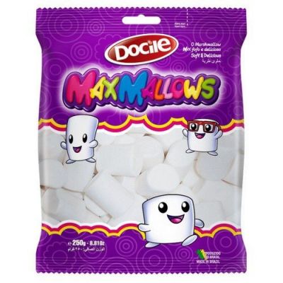 Marshmallow Maxmallows Tubo Branco Baunilha 250g - Docile Un