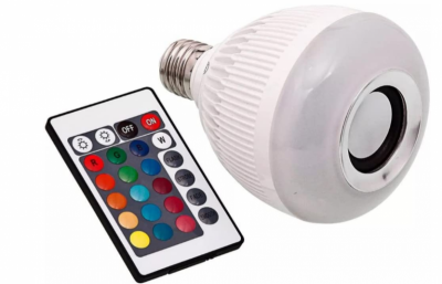 Lâmpada LED Caixa de Som Bluetooth Musical Com Controle RGB Bulbo Iluminação Colorida Bivolt