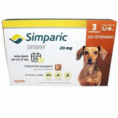 Medicamento de Uso Veterinário Simparic 20mg 3 comprimidos
