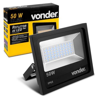 Refletor Holofote de LED SMD Vonder RVL050 6500K 50W Bivolt Luz Branca Iluminação Externa