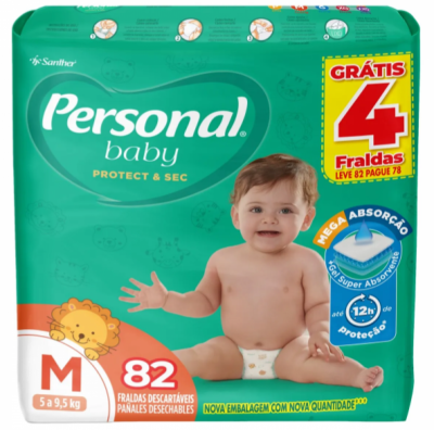 Fraldas Personal Baby Protect & Sec M 82 u